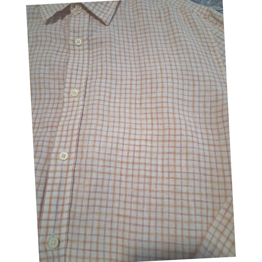 Banana Republic 100% Linen Mens size Large Euro Summer Beach Resort‎ Button Down